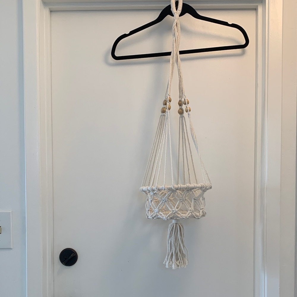 Macrame Plant Hanger with Wooden Beads